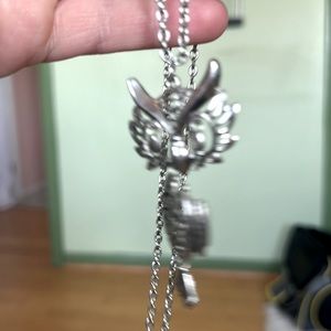 Silver owl, necklace with dangling body